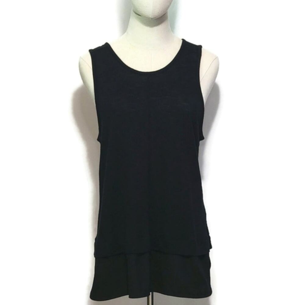 J.Crew Tiered Sleeveless Scoop Neck Tunic Top Black L Feminine